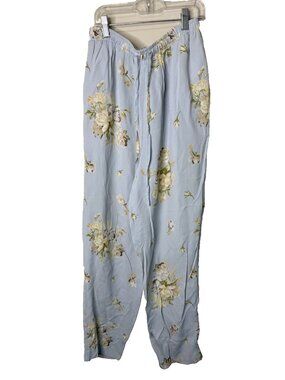 Vintage 80s Pants Floral Flowers Flowy Pull On Romantic Cottage